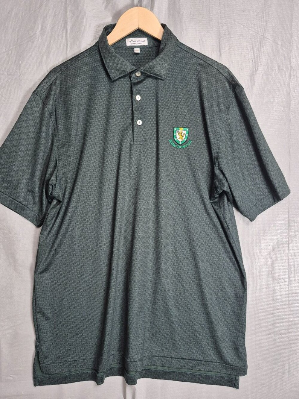 Royal Dornoch Peter Millar Summer Comfort Polo Large Green Geometric Shapes 0674